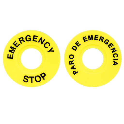 LA800EP Etiquetas plásticas circulares “Paro de emergencia”